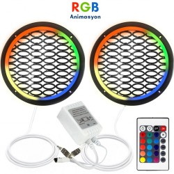 Rgb Ledli Hoparlör Kapak 20cm Animasyonlu 2adet Poke PK-5429