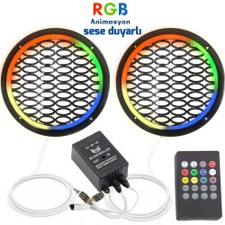 Rgb Ledli Hoparlör Kapak 16cm Sese Duyarlı Animasyonlu 2adet Poke PK-5549