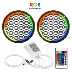 Rgb Ledli Hoparlör Kapak 16cm Animasyonlu 2adet Poke PK-5550