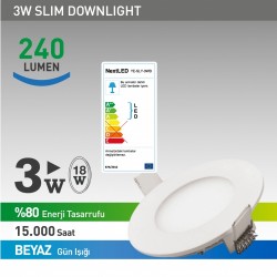 NextLED Sıva Altı LED Yuvarlak 3W Beyaz  