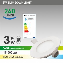 NextLED Sıva Altı LED Yuvarlak 3W Natüre  