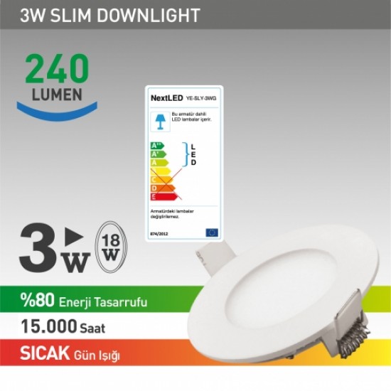 NextLED Sıva Altı LED Yuvarlak 3W Sıcak  