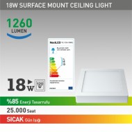 NextLED YE-TCK-18 W G-SIVA ÜSTÜ LED ARMATÜR (Gün Işığı )  