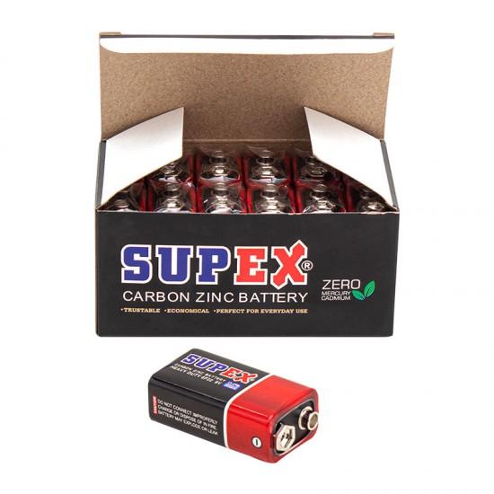 Supex 6F22 9 Volt Pil 12 'Li Paket