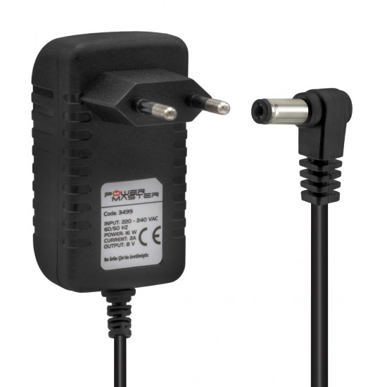 POWERMASTER PM-3499 8 VOLT - 2 AMPER 5.5*2.5 UÇLU POS MAKİNESİ ADAPTÖRÜ