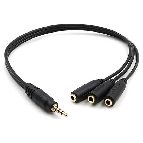 Kulaklık Çoklayıcı 3.5 Mm Erkek X 1/3 Stereo Dişi X 3 - 30 Cm Y Kablo
