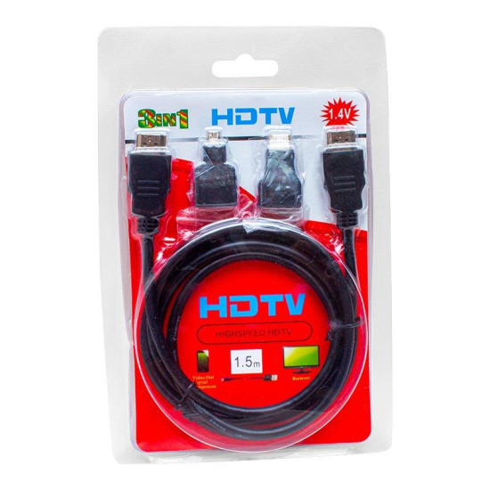 Powermaster HDMI Kablo 3in1 Set 1.5 Metre (HDMI+Micro HDMI+Mini HDMI)