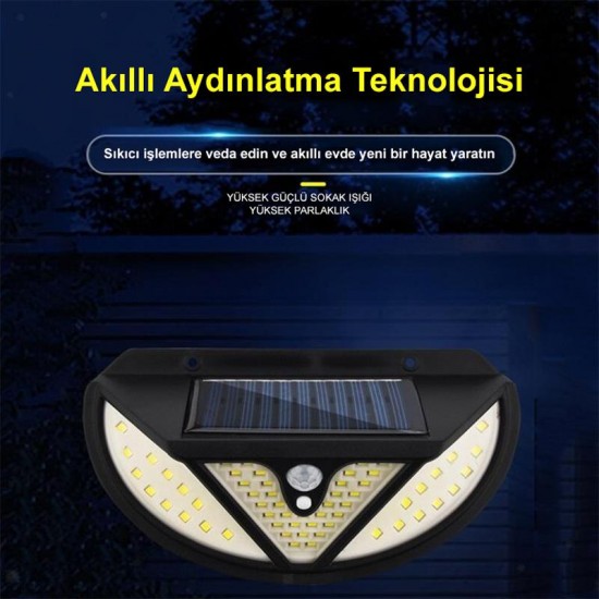 POWERMASTER MX-118 118 SMD Ledli Hareket Sensörlü Üç Modlu Solar Duvar Lambası