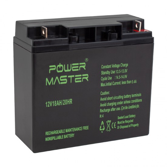 AKÜ 12 VOLT 18 AMPER POWERMASTER  ( 181 X 76 X 167 MM )