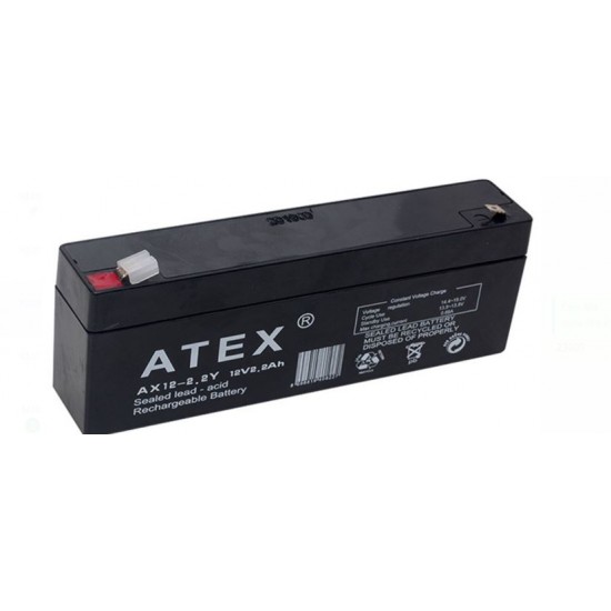 ATEX 12 VOLT - 2.3 AMPER - 2.2 AMPER YATIK UZUN AKÜ (178 X 34 X 60 MM)