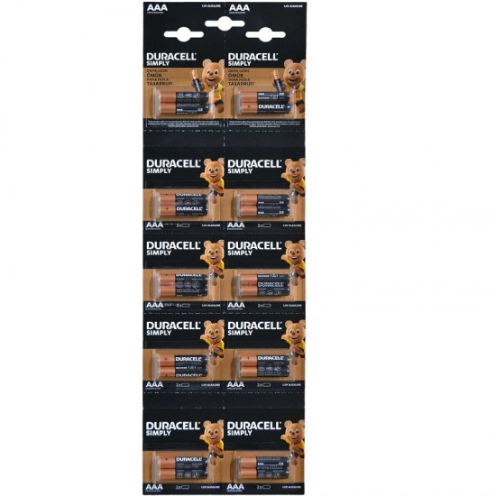 DURACELL AAA İNCE PİL 20Lİ KARTELA 2Lİ YIRTMALI PAKET FİYAT