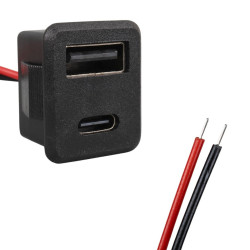 IC-266T-4 Pano Tip Kare Type-C + USB Şarj Soketi Bağlantı Modülü
