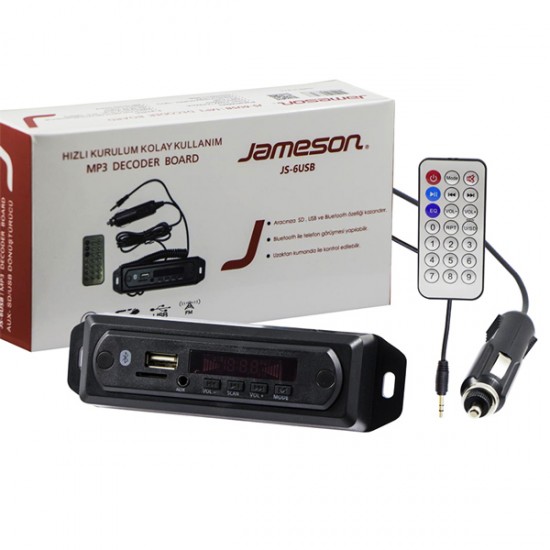 JAMESON JS-6USB MİKROFONLU BLUETOOTH/AUX USB/SD/MMC KUMANDALI OTO TEYP ÇEVİRİCİ DİJİTAL PLAYER