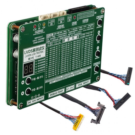 LVDS LCD TESTER T-60S LCD/LED TV PANEL TEST CİHAZI + 8 PARÇA KABLO ADAPTÖRSÜZ