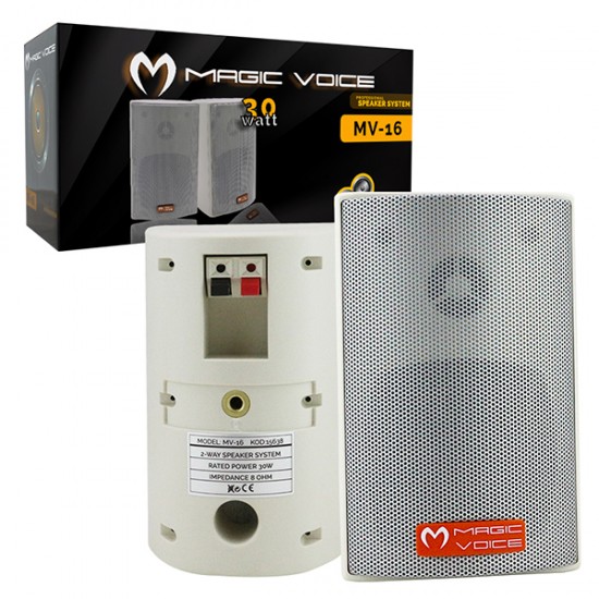 MAGICVOICE MV-16 7.5 CM 30 WATT 2Lİ TAKIM BEYAZ TRAFOSUZ SÜTUN HOPARLÖR