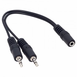 POWERMASTER 3.5 MM STEREO DİŞİ / 2 X 3.5MM STEREO ERKEK 20 CM Y KABLO KABLO