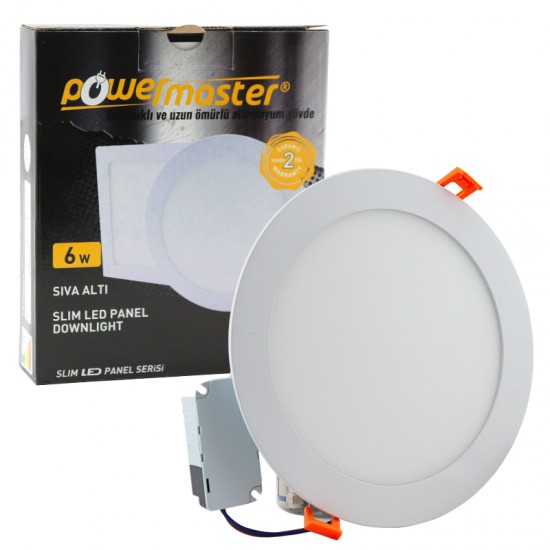 Powermaster 6W Sıva Altı 6500K Yuvarlak Beyaz Slim Led-Eco Panel