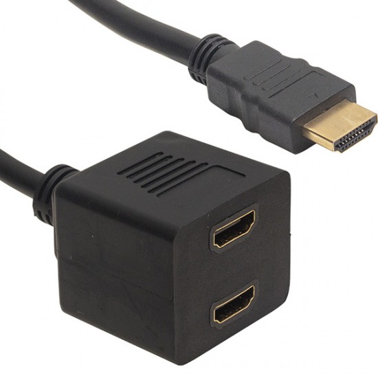 POWERMASTER HDMI ERKEK-HDMI DİŞİ X 2 ADAPTÖR ÇİPSETLİ HDMI ÇOKLAYICI 30 CM KABLO