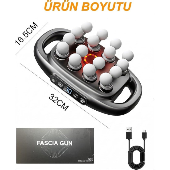 Powermaster PM-29677 16 Başlıklı Ultra Geniş Alanlı Selülit ve Derin Doku Masaj Aleti