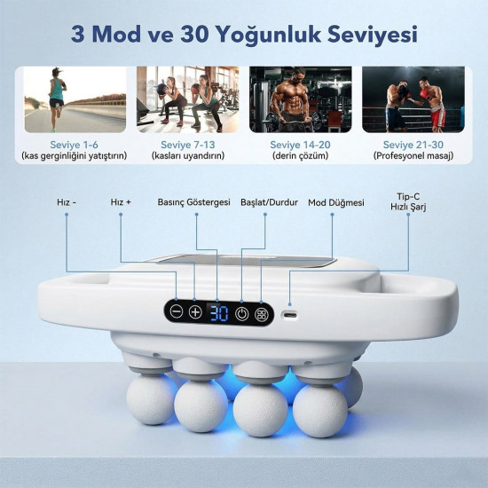 Powermaster PM-29678 Multi-Foksiyonel 8 Başlıklı Profesyonel Selülit Giderici ve Derin Doku Masaj Aleti