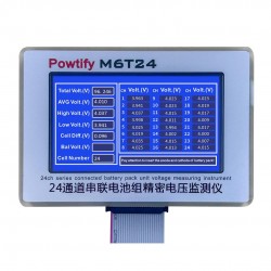 Powtify M6T24 24S Kanallı Yüksek Hassasiyetli Lityum Batarya Gerçek Zamanlı Voltaj Analizörü