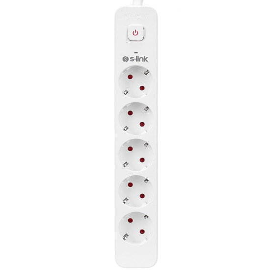 S-Link SPG501S 1.5 Metre Kablolu 750 Joule 1.5 Mm Anahtarlı 5'li Akım Korumalı Priz