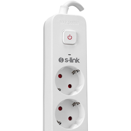 S-Link SPG501S 1.5 Metre Kablolu 750 Joule 1.5 Mm Anahtarlı 5'li Akım Korumalı Priz