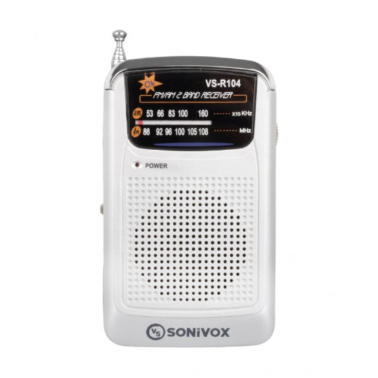 SONIVOX VS-R104 GÜMÜŞ RENK CEP TİPİ ANALOG FM RADYO