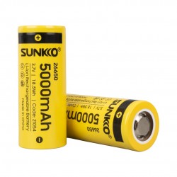 SUNKKO 3.7 VOLT 5000 MAH 26650 ŞARJ EDİLEBİLİR PİL (2Lİ PAKET)