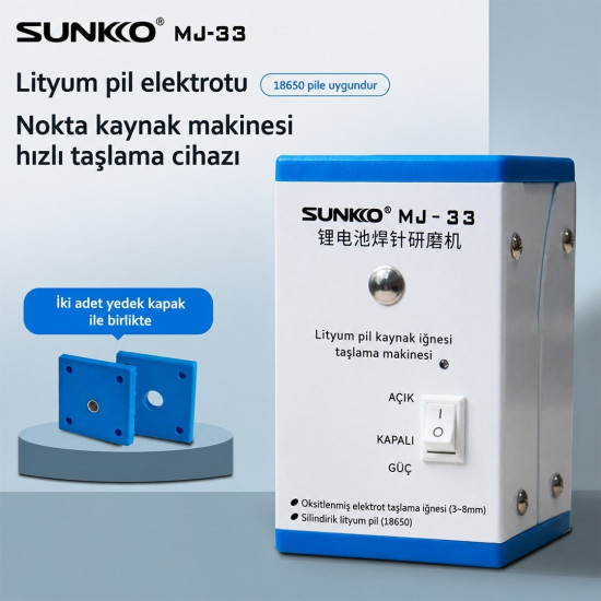 Sunkko MJ-33 Pil ve Punta Kalemi Taşlama Makinesi Elektrot ve 18650 Zımpara Cihazı