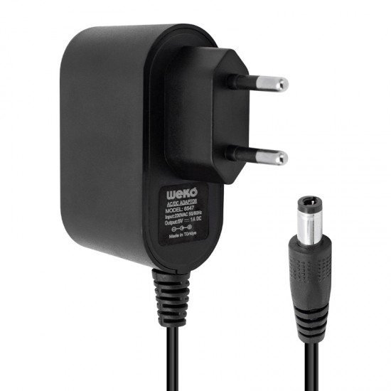 WEKO 5 VOLT - 1 AMPER 5.5*2.5 UÇLU PLASTİK KASA PRİZ TİP ADAPTÖR YERLİ ÜRETİM