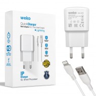 WEKO WK-21437 IP 2.1 AMPER ŞARJ BAŞLIK ADAPTÖRÜ + LIGHTNING KABLO (NO:3)