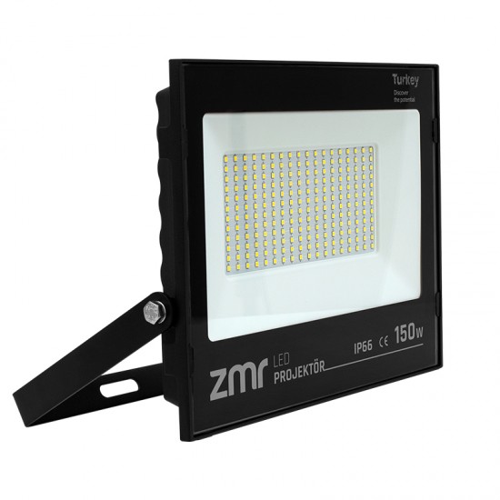 ZMR 150 WATT BEYAZ 6500K IP66 150* IŞIK AÇISI 220 VOLT SİYAH SLİM KASA LED PROJEKTÖR